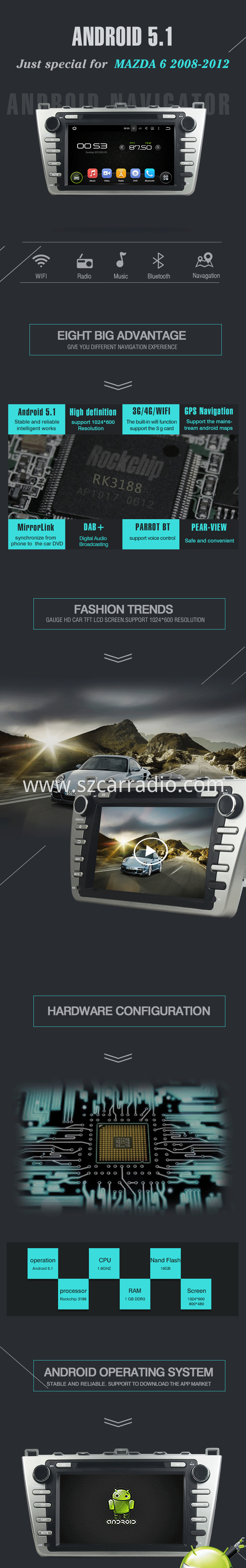 MAZDA 6 2008-2012 car dvd android